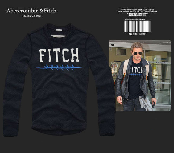 Abercrombie Fitch Hombres De Cuello Redondo Con Gente Fotos Largo Remera AF6130